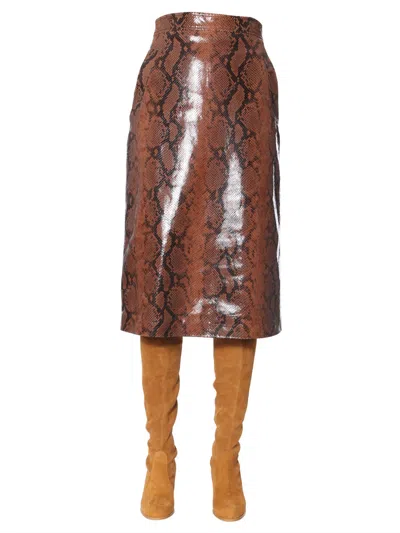 Dsquared2 2 Python Print Skirt In Brown