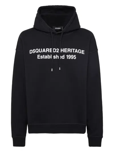 Dsquared2 2 Relax Fit Heritage Hoodie In Black