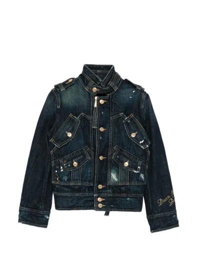 Pre-owned Dsquared2 2000s Distressed-effect Denim Jacket In Blue