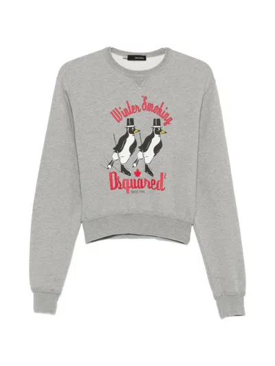 Pre-owned Dsquared2 2000s Graphic-print Sweatshirt In Grey