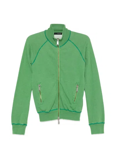 Pre-owned Dsquared2 2000s Graphic-print Zip-up Sweater In Green