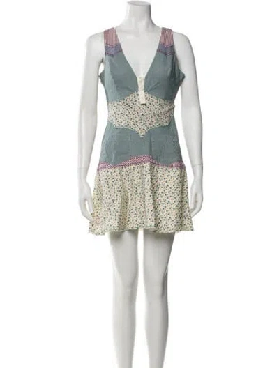 Pre-owned Dsquared2 2006 Mini Dress In Blue/green/white