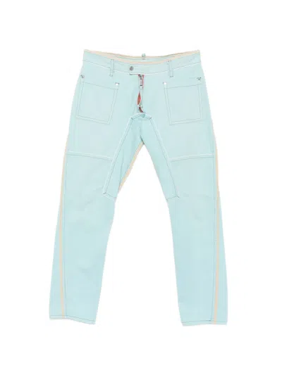 Pre-owned Dsquared2 2010s Panelled Contrast-stitch Trousers In Blue