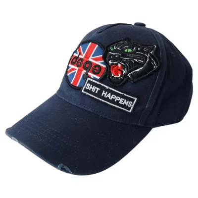 Pre-owned Dsquared2 2010s 'shxt Happens' Patch Navy Cap In Blue