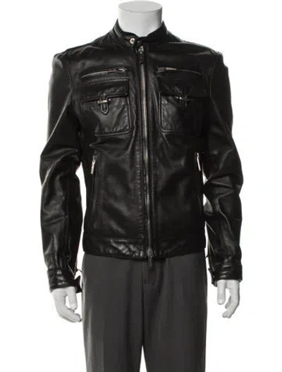 Pre-owned Dsquared2 2012 Leather Moto Jacket In Black