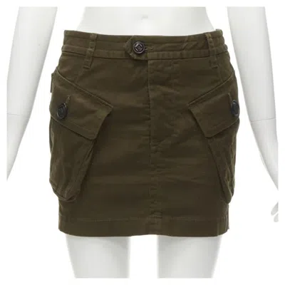 Pre-owned Dsquared2 2020 Dark Green Oversized Cargo Pocket Mini Skirt It36 Xxs