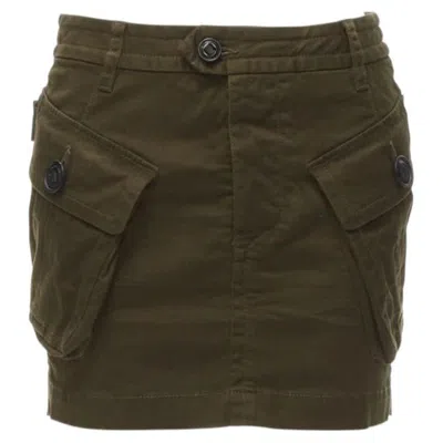 Pre-owned Dsquared2 2020 Dark Green Oversized Cargo Pocket Mini Skirt It36 Xxs