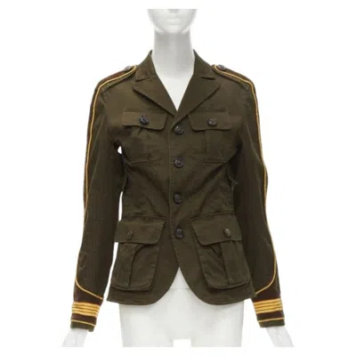 Pre-owned Dsquared2 2021 Green Cotton Military Officer Corduroy Utility Jacket It36 Xs