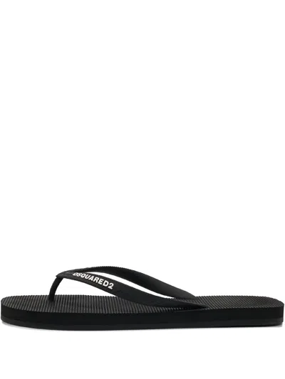 Pre-owned Dsquared2 2024 Logo-rubberised Flip Flops