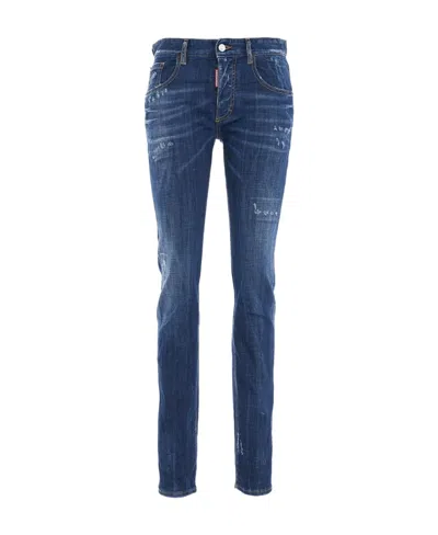 Dsquared2 24/7 Distressed Skinny Jeans In Blue
