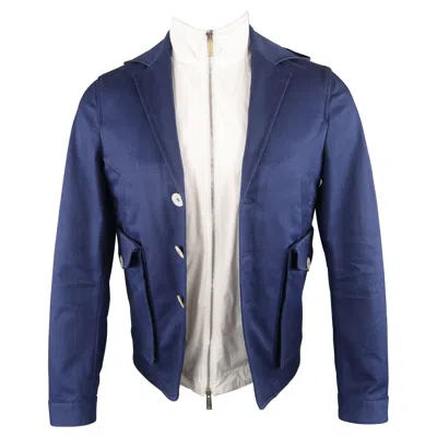 Pre-owned Dsquared2 36 Navy Hooded Jacket Vest In Blue