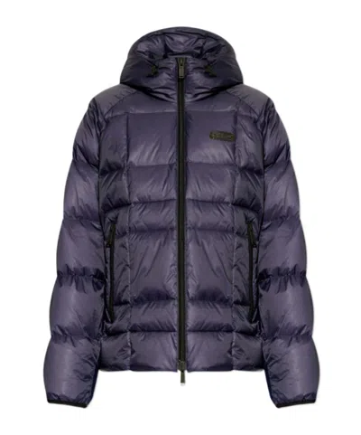 Dsquared2 Quilted Puff Coat With Hood And Relaxed Fit In Grey