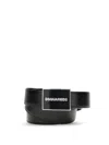 Dsquared2 Black Leather Belt With Logo Buckle In Black