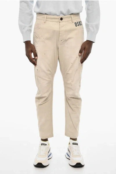 Dsquared2 4 Pockets Cotton Pants With Denim Monogram