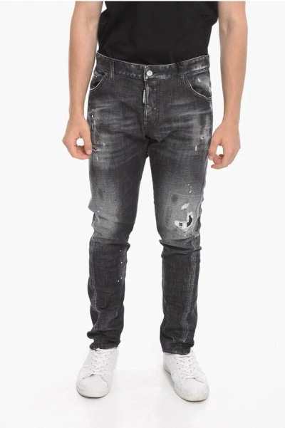 Dsquared2 5 Pocket Sexy Twist Fit Distressed Denims 16cm In Gray