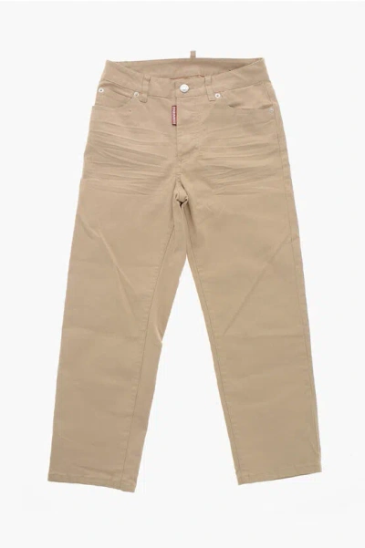Dsquared2 5-pocket Stretch Cotton Boston Pants In Brown