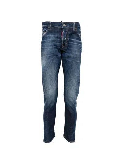 Dsquared2 5 Pockets Navy Blue Cotton Elastane Pants