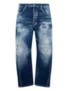 Dsquared2 5 Pockets Navy Blue Cotton Elastane Pants In Blue