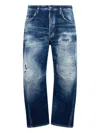 Dsquared2 5 Pockets Navy Blue Cotton Elastane Pants In Blue