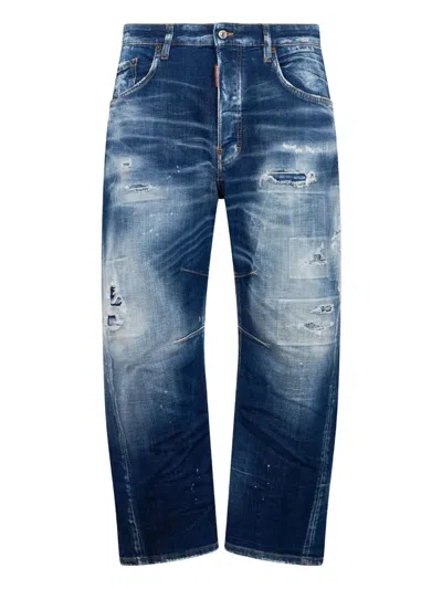 Dsquared2 5 Pockets Navy Blue Cotton Elastane Pants