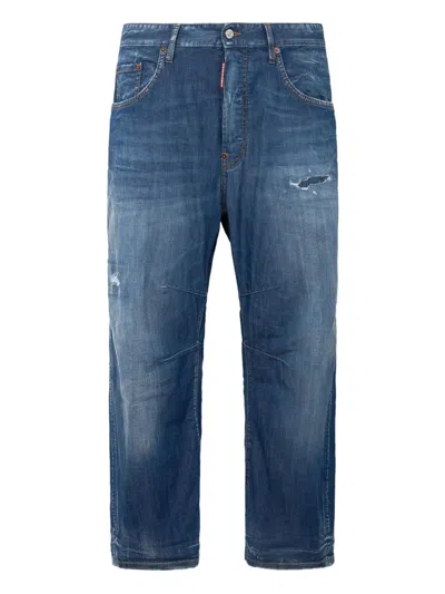 Dsquared2 5 Pockets Navy Blue Cotton Elastane Pants