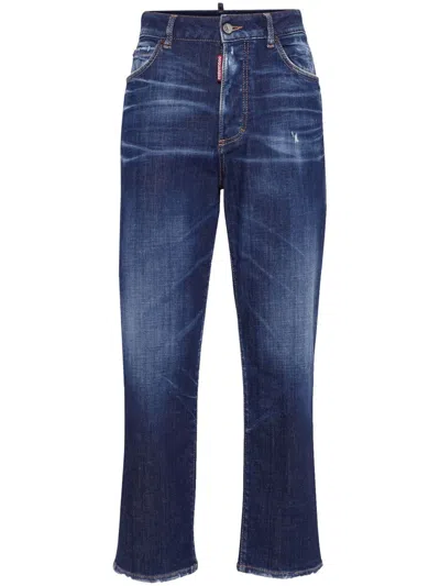 Dsquared2 5 Pokcets Faded Straight-leg Jeans In Blue