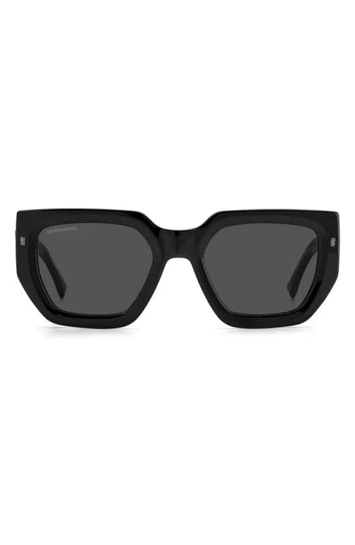 Dsquared2 53mm Rectangular Sunglasses In Black/ Grey Shaded