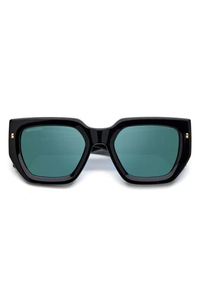 Dsquared2 53mm Rectangular Sunglasses In Black/ Teal