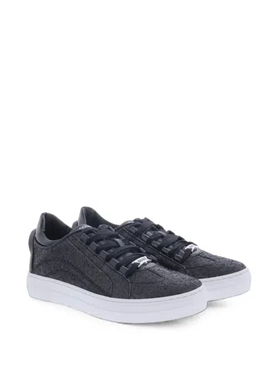 Dsquared2 Kids' 551 Glitter-effect Trainers In Black