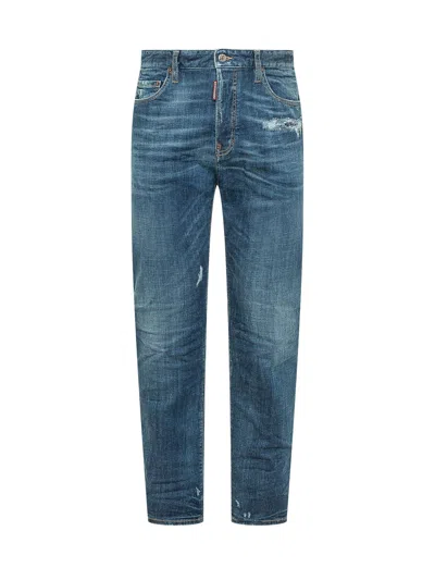 Dsquared2 5-pocket Relaxed Fit Paintnts In Blue