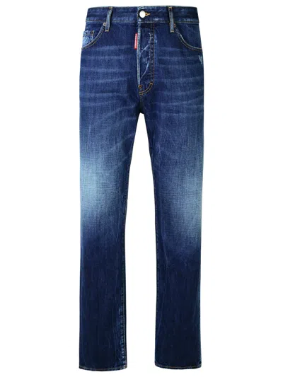 Dsquared2 642 Blue Cotton Denim Jeans In Navy Blue