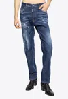 Dsquared2 642 Distressed Straight-leg Jeans In Blue