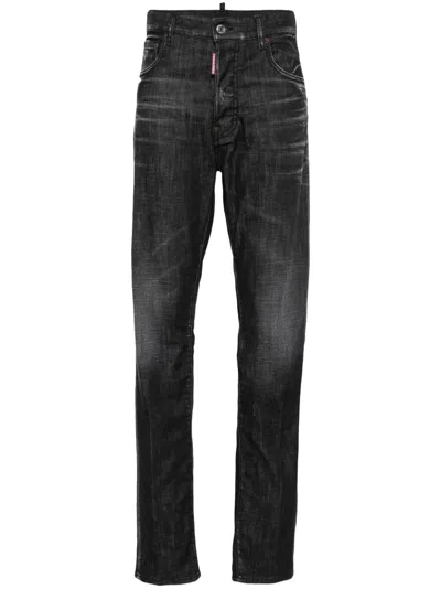 Dsquared2 642 Distressed Straight-leg Jeans In Grey