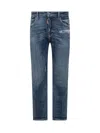 Dsquared2 Blue Jeans With Ripped Details And Logo Patch On The Rear In Blue