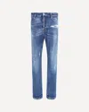Dsquared2 Blue Jeans With Ripped Details And Logo Patch On The Rear In Blue