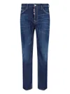 Dsquared2 Blue Jeans With Belt Loops And Logo Patch On The Rear In Denim Stretch Man In Blue