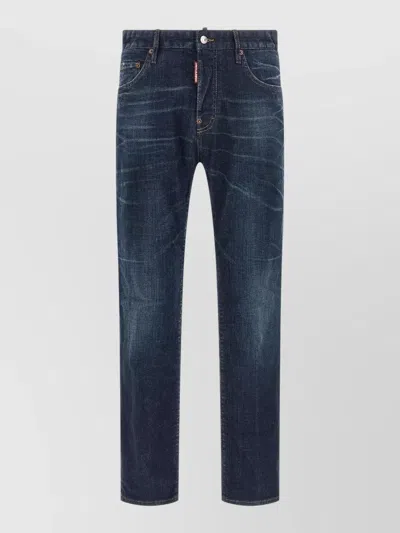 Dsquared2 642 Jeans Belt Loops Contrast Stitching In Blue