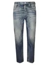 Dsquared2 Faded Blue Distressed Jeans With Five-pocket Design In Blue