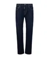 Dsquared2 Five-pocket Button-up Jeans With Logo Patch In Blue