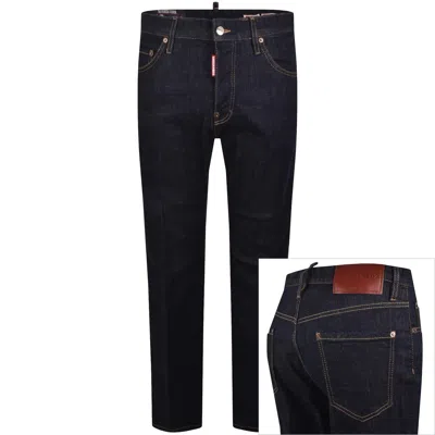 Dsquared2 Teddy Straight-leg Dark Indigo Cotton Jeans In Blue