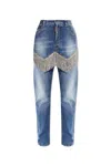 Dsquared2 Slim-cut Rhinestone-fringe Jeans In Navy Blue