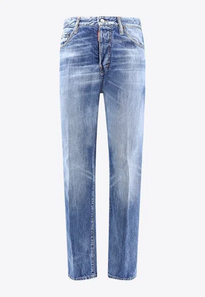 DSQUARED2 642 LOGO-PATCH FADED JEANS