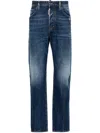 Dsquared2 Navy Blue 642 Mid-rise Straight-leg Jeans In Blue