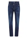 Dsquared2 Straight Leg Stretch Denim Jeans With Vintage Finish In Blue