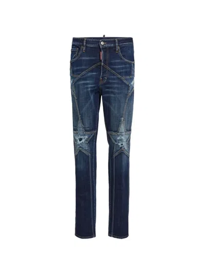 Dsquared2 642 Super Star-patchwork Distressed Jeans In Multi