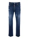 Dsquared2 643 Blue Jeans With All-over Details And Logo Patch On The Rear In Denim Man In Blue