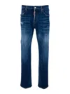Dsquared2 643 Blue Jeans With All-over Details And Logo Patch On The Rear In Denim Man In Blue