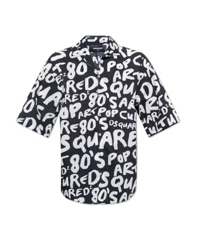 Dsquared2 80's Pop-print Cotton Shirt In Black