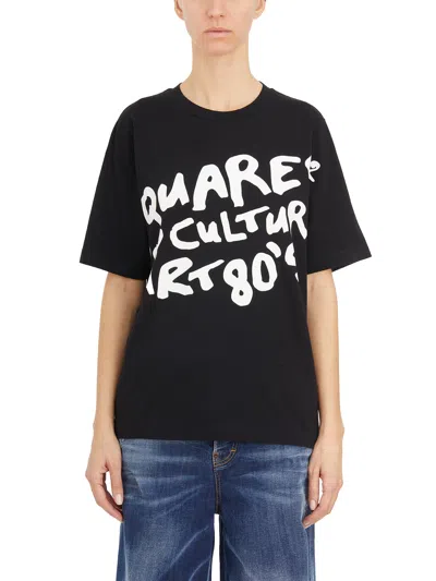 Dsquared2 80's Pop Print T-shirt For Women In Black