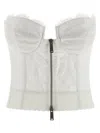 Dsquared2 Off-the-shoulder Bustier Top With Lace And Tulle Detailing In White